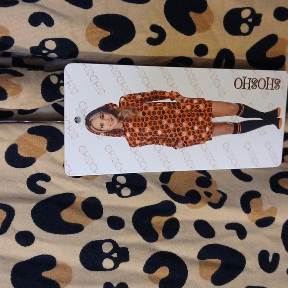 ShoSho sz M hoodie minidress, LS, Halloween leopard print, soft, stretchy fleece - Picture 2 of 13